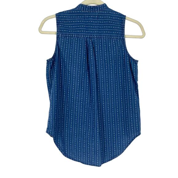 Madewell 100% Cotton Sleeveless Chambray Blouse Blue Women's Size XS - Picture 2 of 8